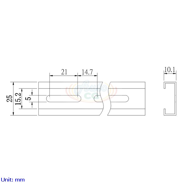 25mm型鋁軌 尺寸圖