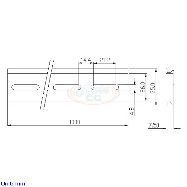 35mm型鋁軌 尺寸圖