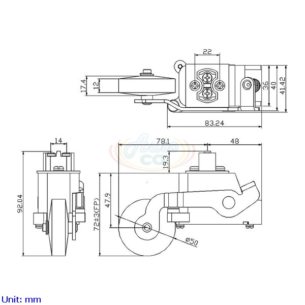 電梯用單輪極限開關(Big Roller) 尺寸圖