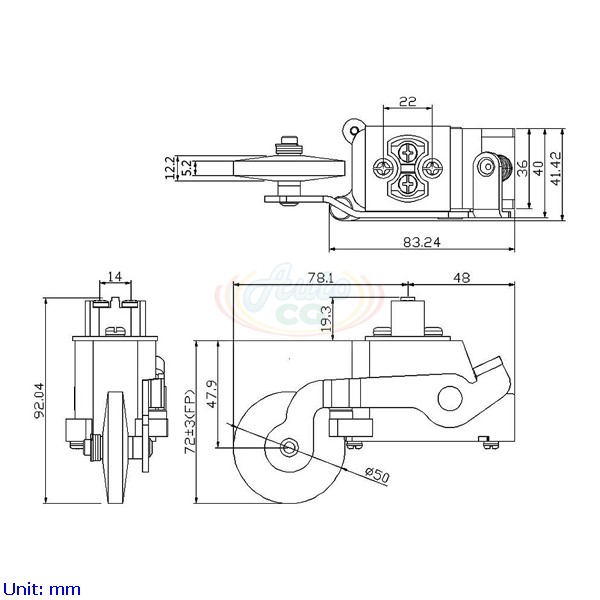 電梯用單輪極限開關(Small Roller) 尺寸圖